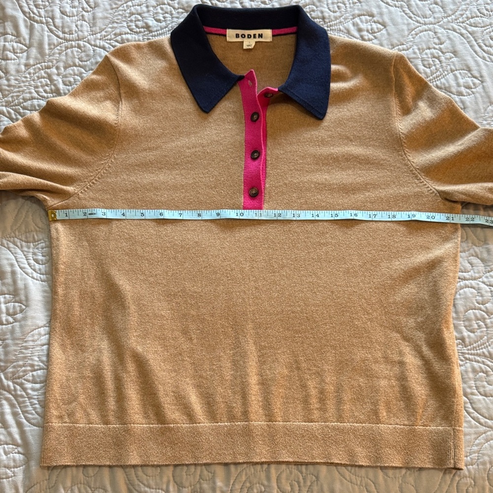 Boden Estelle Tan Henley Sweater size Large - Picture 11 of 13